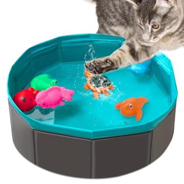 Imagem de Brinquedo de piscina para gatos, brinquedos aquáticos para gatos, melhores brinquedos de gato para gatos entediados, brinquedos de caça para gatos internos, tapete portátil, piscina para animais de