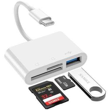 Imagem de Leitor de cartão e pendrive tipo 3 em 1 USB-C compativel iphone, ipad 