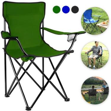Imagem de Cadeira Camping Dobrável Praia Pesca Com Apoio de Braço e Porta Copo C