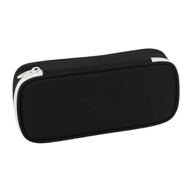 Imagem de YWJLQH Caixa de lápis de Oxford, bolsa de lápis de grande capacidade para o organizador de caneta para pincéis de maquiagem, adultos, meninos meninas, Preto