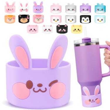 Imagem de Tizuxa Para Stanley Boot, bota de silicone coelhinho fofo para Stanley Cup 1,134 g Quencher Adventure Tumbler, bota de garrafa de água para Stanley Iceflow 20 850 g, botas Stanley Cup acessórios