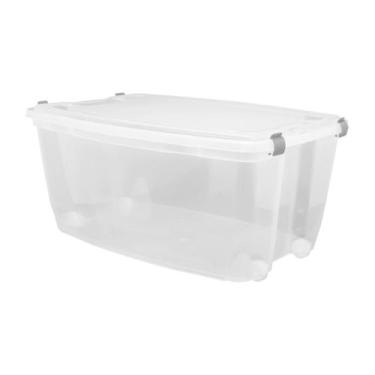 Imagem de Caixa Organizadora Grande Multiuso 58 L com Travas e Rodas Transparent