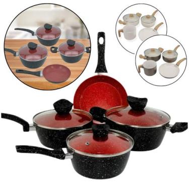 Imagem de Conjunto Panelas Antiaderente com Tampa de Vidro 04 peças Ceramica Ind