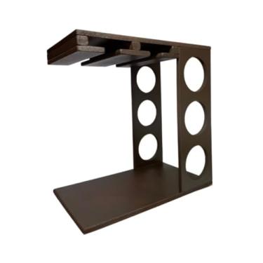 Imagem de Adega de Parede para Vinhos com Suporte para 3 Garrafas e 6 Taças, MDF Preto, 34x34x18,5 cm