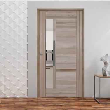 Imagem de Kit Porta de Madeira bbb 210x102cm Batente 14cm Fechadura Rolete Rodam