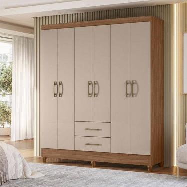 Imagem de Guarda Roupa Casal Ambiente Panamá 6 Portas Carvalho Fendi - Moval