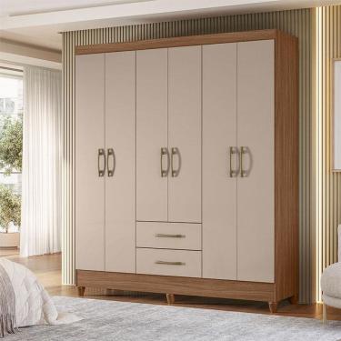 Imagem de Guarda Roupa Casal Ambiente Panamá 6 Portas Carvalho Fendi - Moval