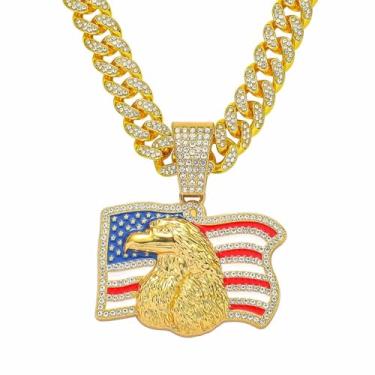 Imagem de Xikui Colar com pingente cubano, colar de corrente Miami Ice Out, joia hip-hop com pingente de animal para homens e mulheres, 50,8 cm, normal, Liga de aço, Zircônia cúbica