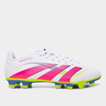 Imagem de Chuteira Campo Adidas Predator Club Unissex, Branco, Rosa, 40