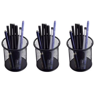 Imagem de Porta Lapis Organizador Aramado Kit 3 Unidades Caneta Lapis Tesoura Escritorio Mesa De Trabalho Escrivaninha Home Office