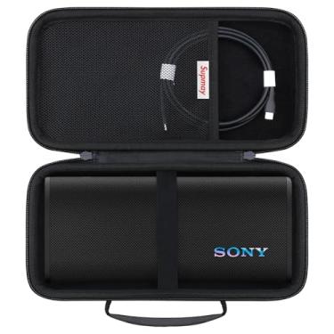 Imagem de Supmay Capa rígida de transporte para alto-falante Bluetooth portátil sem fio Sony ULT Field 3, capa de proteção de alto-falante portátil sem fio com bolso de malha para alça de ombro, cabos de