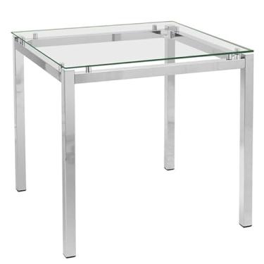 Imagem de Mesa de Jantar Retangular com Tampo de Vidro Tube Cromada 80 cm