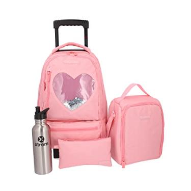 Imagem de Kit Mochila Escolar Xtrem 4Pc Run Pack 295 Rosa Com Coração