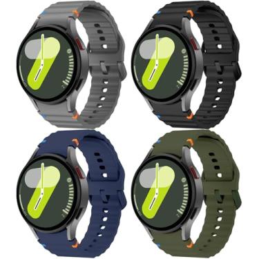 Imagem de Pulseiras esportivas para Samsung Galaxy Watch 7 6 5 4 FE de 40 mm e 44 mm e mulheres, sem lacunas para 47 mm e 43 mm/clássica de 46 mm e 42 mm/5 pro 45 mm, pacote com 4_02