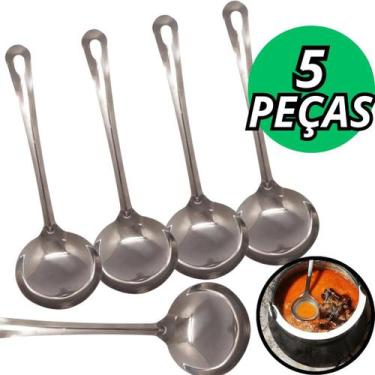 Imagem de Kit 5 Conchas Para Servir Em Inox Utensilio Multiuso Para Restaurante 