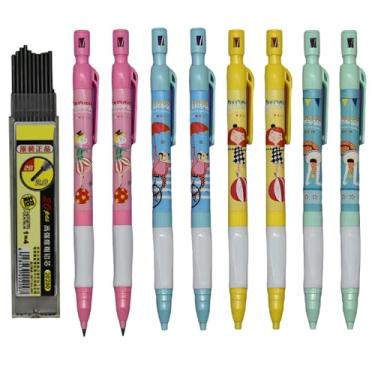 Imagem de Maydahui Lapiseira de carnaval de circo com apontador, 12 peças, palhaço, não aponta, 20 recargas de grafite 2B, plástico de 2,0 mm, para desenho de escrita escolar