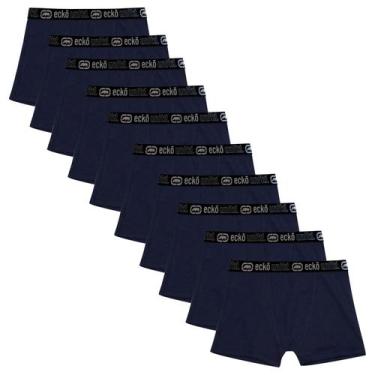 Imagem de Kit 10 Cuecas Masculinas Boxer Cotton Basic Ecko Unltd, Azul, M