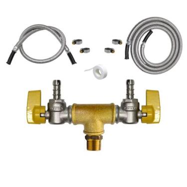 Imagem de Kit Instalação Gás Encanado Duas Saídas Fogão Forno 1m e 4m - Renogás