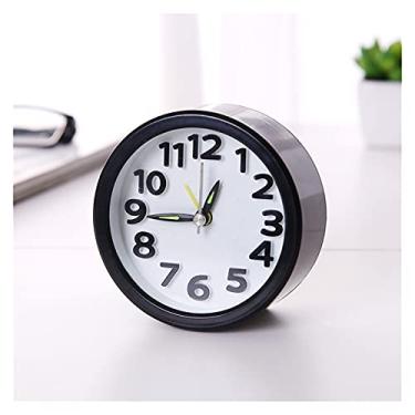 Imagem de Despertador quarto quadrado redondo pequeno despertador soneca silencioso varrer despertar relógio de mesa alimentado por bateria compacto portátil despertador de viagem relógio de mesa relógio de