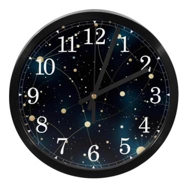 Imagem de LILINWAN Relógios de parede silenciosos sem tique-taque impressão de constelação de gêmeos relógios modernos relógio de quartzo operado por bateria para escritório, casa, banheiro, cozinha, quarto