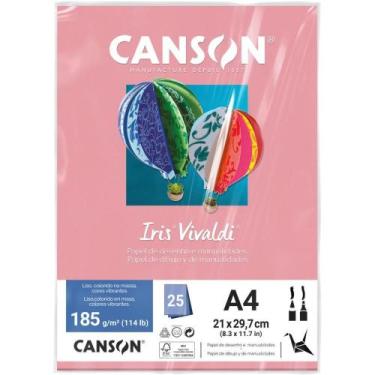 Imagem de Papel A4 Colorido IRIS Vivaldi Rosa 185G Pacote com 25 Folhas - Canson
