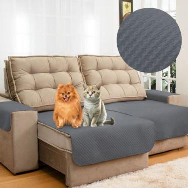 Imagem de Capa Protetora De Sofá Anti Arranhão Gato Retrátil 2,40m Cinza Escuro 
