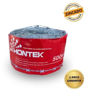 Imagem de ARAME FARPADO 500 METROS 25KG ZINCAGEM PESADA FIO 1,60mm - HONTEK