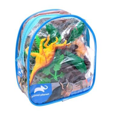 Imagem de Bonecos Dino Mochila Com 12 Dinossauros Animal Planet Original