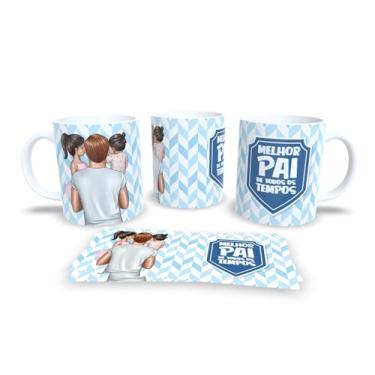 Imagem de Caneca branca dia dos pais com filhos, papai, super herói (12001)