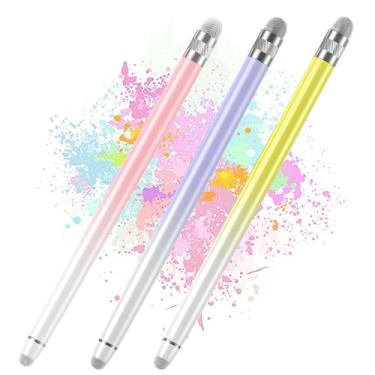 Imagem de Bopomofo 3 canetas Stylus para tela sensível ao toque, para iPhone/iPad/tablet, Android/Microsoft/Surface, compatível com telas sensíveis ao toque (roxo/rosa/amarelo)
