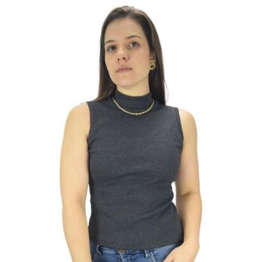 Imagem de Blusa Regata Camiseta Canelada malha gola alta Butu Biru, Cinza, Único