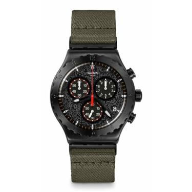 Imagem de Swatch Relógio preto casual unissex de aço inoxidável de quartzo da The Bonfire, Preto, Poder da Natureza