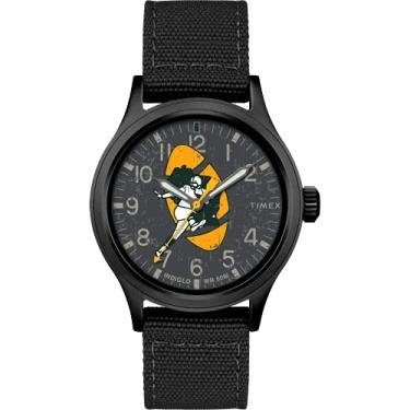 Imagem de Timex Tribute NFL Scout Pulseira masculina de tecido de quartzo de 40 mm, Green Bay Packers,