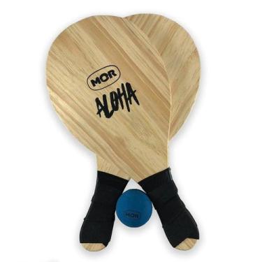 Imagem de Raquete Frescobol Beach Tênis Madeira Praia Com Bolinha - Mor