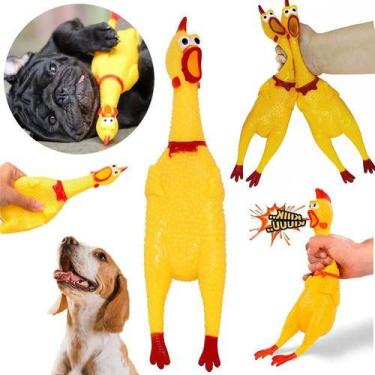 Imagem de Galinha Frango Brinquedo Pet Borracha Mordedor Sonoro Apito - electros