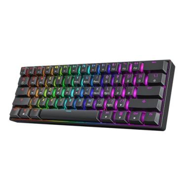 Imagem de HK GAMING GK61 60% v3 | Teclado mecânico para jogos Hotswap | 61 teclas multicoloridas RGB LED retroiluminado para PC/Mac Gamer | Layout dos EUA (preto, velocidade ótica Gateron amarelo)