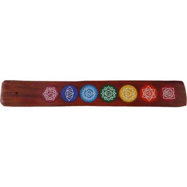 Imagem de Incenso Porta Indiano Régua De Madeira Chakras Colorida - Deeyaa India
