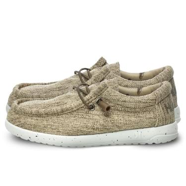 Imagem de Hurley Mocassins infantis de renda elástica, sapatos de lona para meninos e meninas - Confortável, durável, elegante - Tênis infantil moderno, sapatos de bico largo para uso diário, Taupe Multi-2, 13