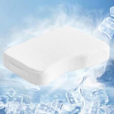 Imagem de Travesseiro de perna refrescante para pessoas que dormem de lado, almofada de joelho 100% de tecido refrescante para dormir de lado, travesseiro de espuma viscoelástica para elevação da perna para