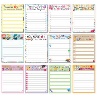 Imagem de Conjunto de blocos de notas para professores, 12 peças para fazer lista, pautado, apreço motivacional, presente, blocos de notas adesivas para escola, escritório, artigos de papelaria, organizador de