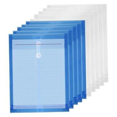 Imagem de Pasta de arquivo de plástico 10 peças, envelopes de plástico de 33 x 25 cm com fecho de cordão Pastas de plástico para documentos, pastas de plástico à prova d'água para escola, escritório e casa