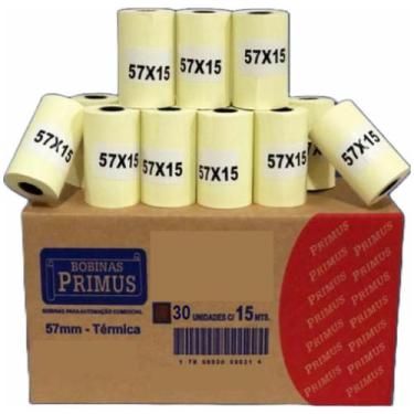 Imagem de Caixa 30 Bobinas Térmica Espessura de 57mm com 15 Metros Primus Cada B