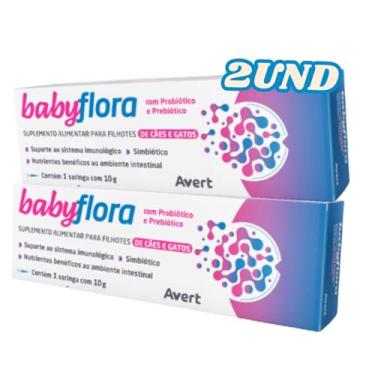 Imagem de Kit 2 Babyflora 10g Avert Suplemento com Probiótico e Prebiótico para Filhotes de Cães e Gatos