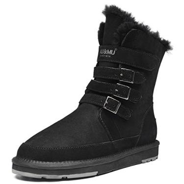 Imagem de Botas de Neve Femininas Clássicas Térmicas Aumu Plataforma Espessante de Meia da Panturrilha Curtas de Inverno, Black 1, 9