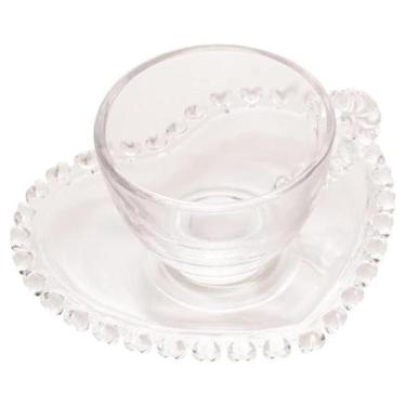 Imagem de Xícara para Café com Pires de Cristal Coração 80 ml  Lyor, Transparent