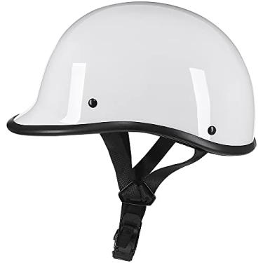Imagem de Woljay Capacetes Half Cap Vintage Shell Capacete De Motocicleta Aberto - Dot Approved (Grande, Branco)