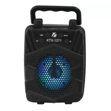 Imagem de Caixa de Som Sem Fio Rádio FM Cartão TFT USB Leds Coloridos - PlugX