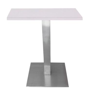 Imagem de Mesa Quadrada Alpha Inox Prata 73,50 Cm (altura) Tampo Mdp Quadrado 80 Cm Branco (larg)