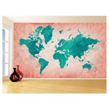 Imagem de Papel De Parede 3D Mapa Mundi Arte Cimento Cores 3,5M Nmu76 - Você Dec