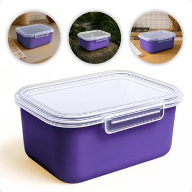Imagem de Pote de Marmita Hermético 1L Plástico Com Tampa e Trava Reutilizável -